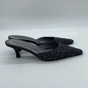 Valerie Stevens Slip On Mules Heels Beaded Womens Size 7 M